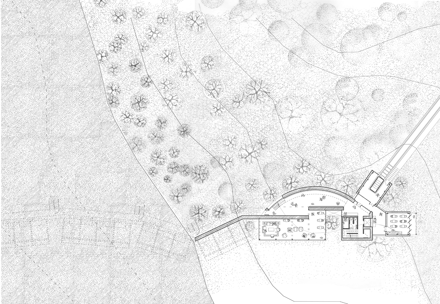 Ground floor plan of woodland building