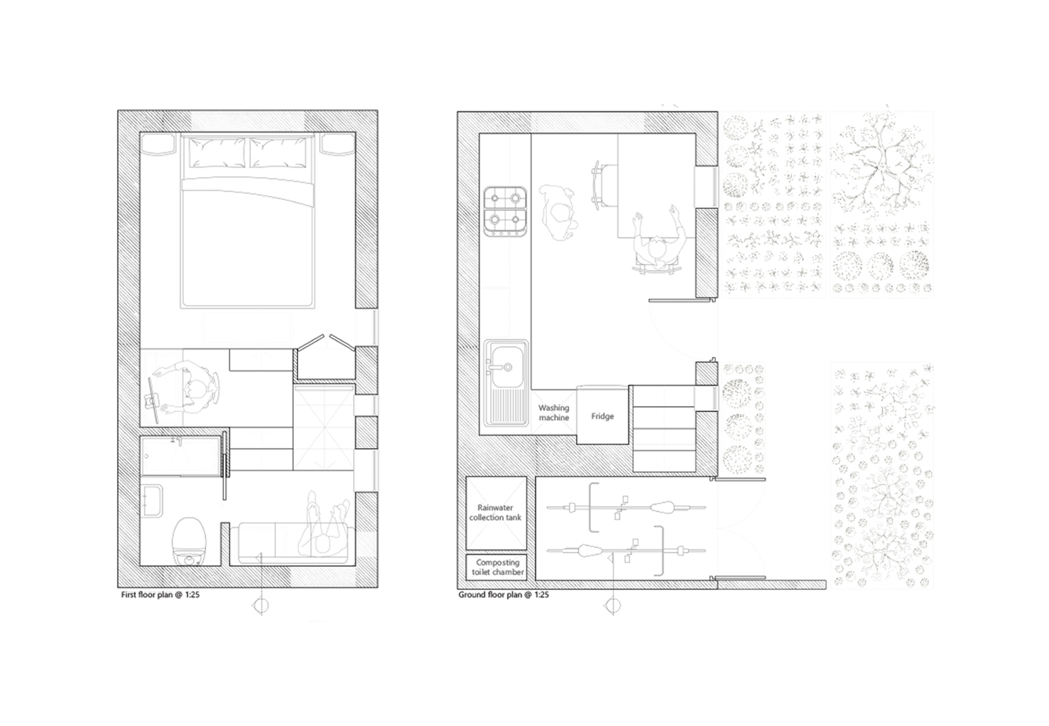 First floor and ground floor plans